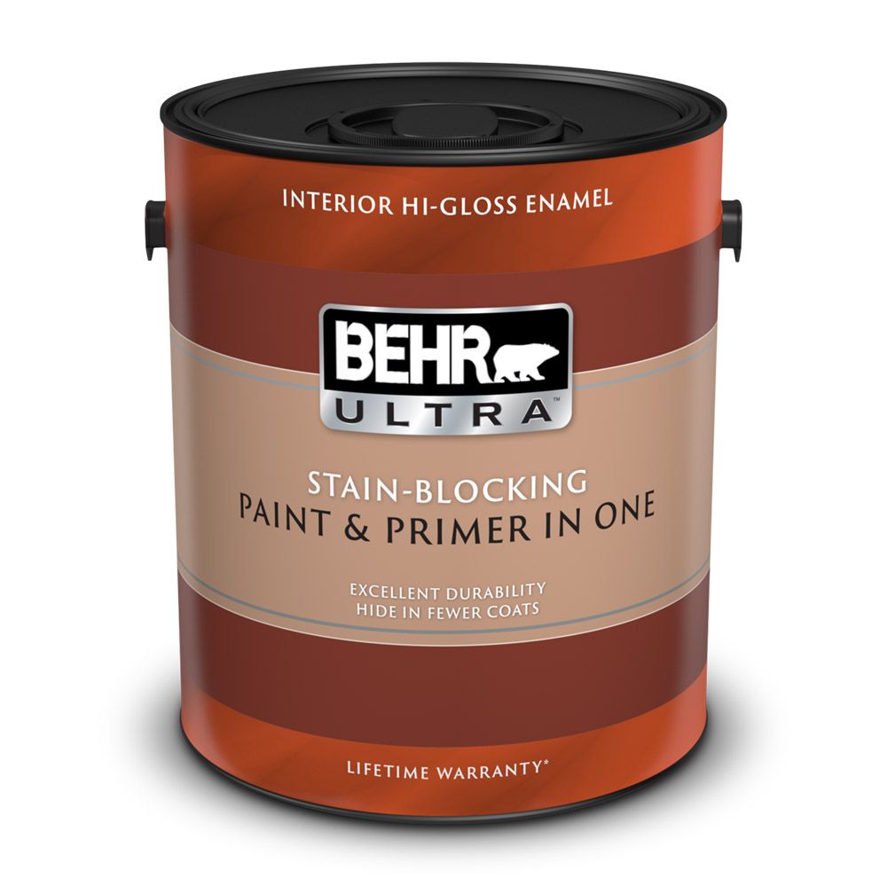 BEHR ULTRA Interior HighGloss Enamel Paint & Primer in One Ultra Pure White, 3.79L The Home