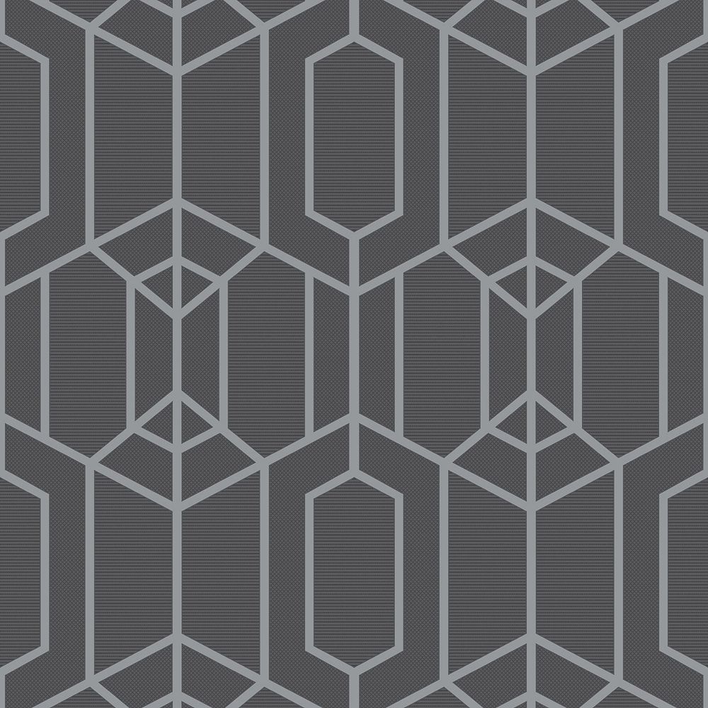 Superfresco Albany Geo Charcoal Silver Wallpaper The Home Depot Canada