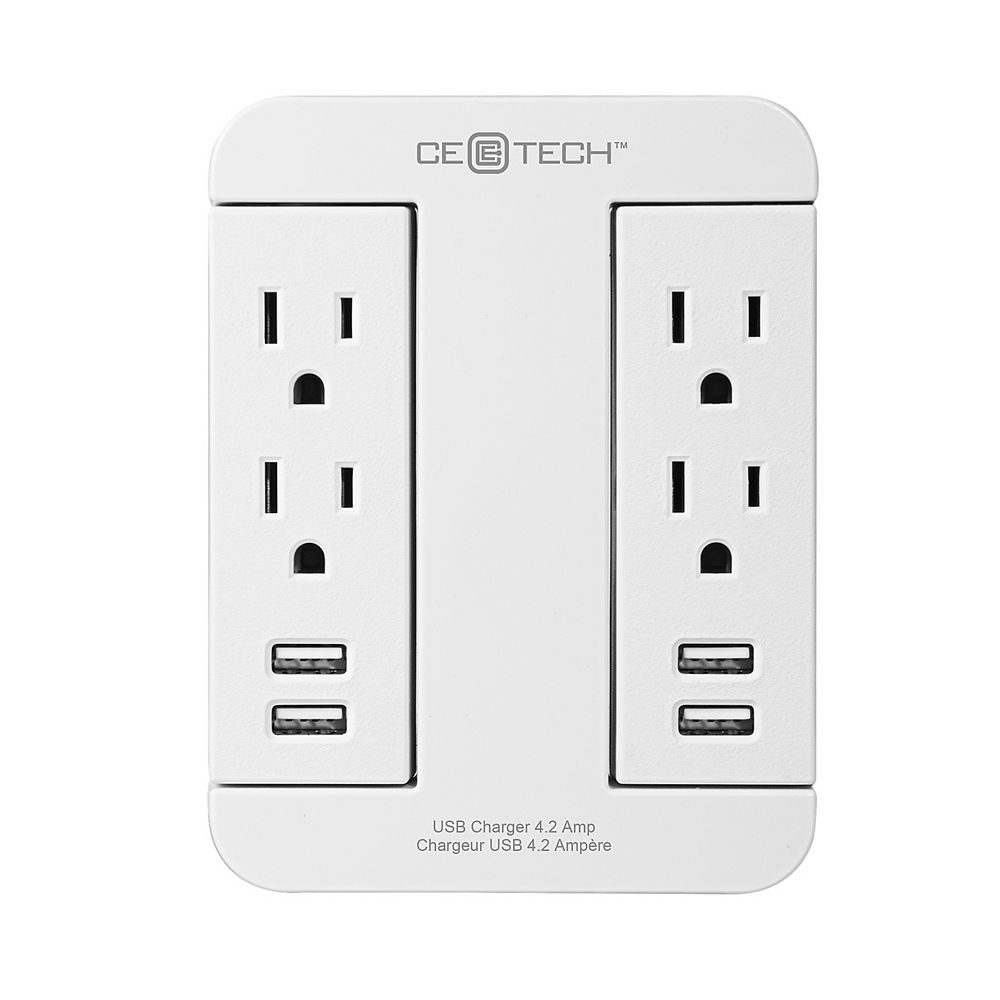Commercial Electric Swivel Outlet with USB 15 Amp Charger The Home