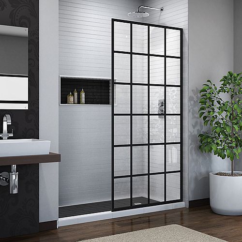 French Linea Toulon 34-inch x 72-inch Frameless Rectangular Shower Door in Patterned Glass