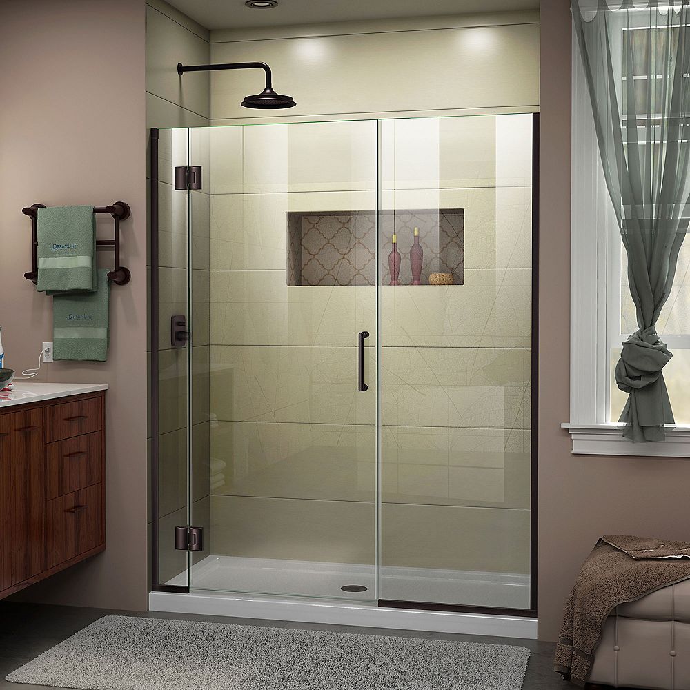 DreamLine Unidoor-X 54-inch x 72-inch Frameless Rectangular Pivot/Hinged Clear Shower Door 