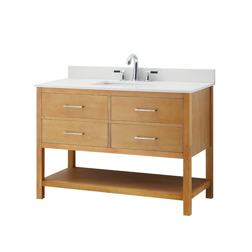 Home Decorators Collection Sadler 48 Inch 4 Drawer Bath Vanity In Birch With Marble Top In The Home Depot Canada