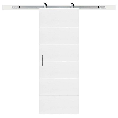 30-inch x 84-inch Primed Melrose Solid Core Barn Door with Sliding Door Hardware Kit