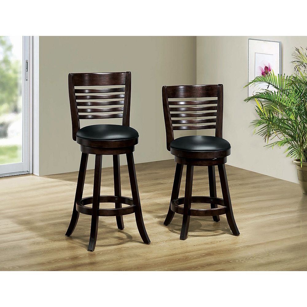 Monarch Specialties Solid Wood Brown Full Back Armless Bar Stool with ...