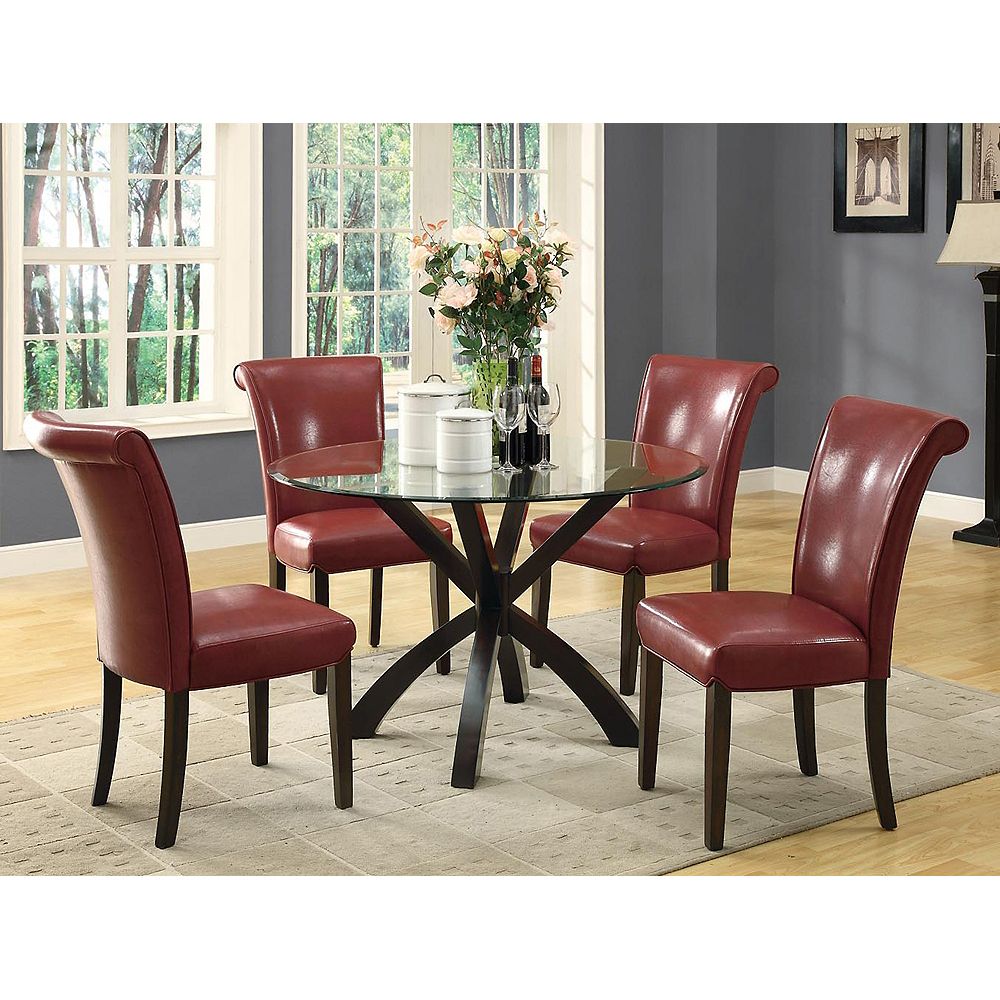 Monarch Specialties Solid Wood Brown Parson Armless Dining Chair with ...