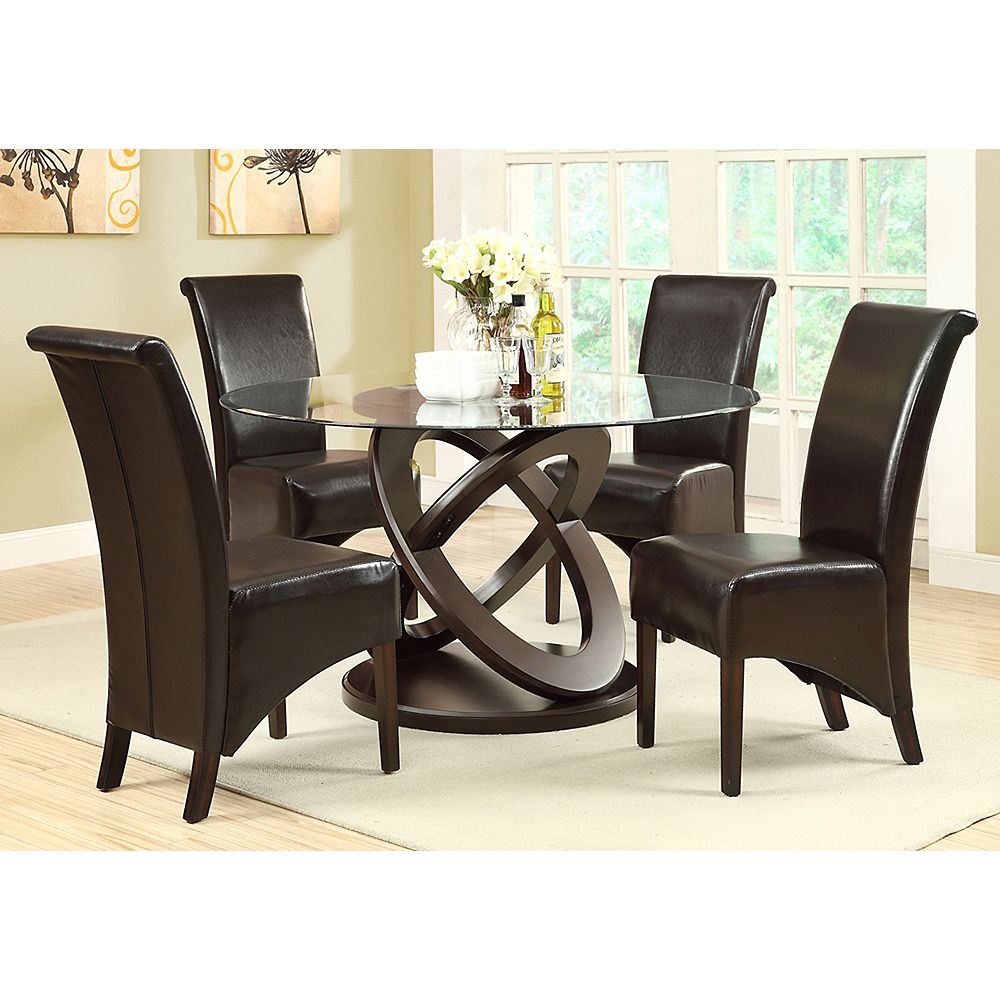 Monarch Specialties Solid Wood Brown Parson Armless Dining Chair with ...