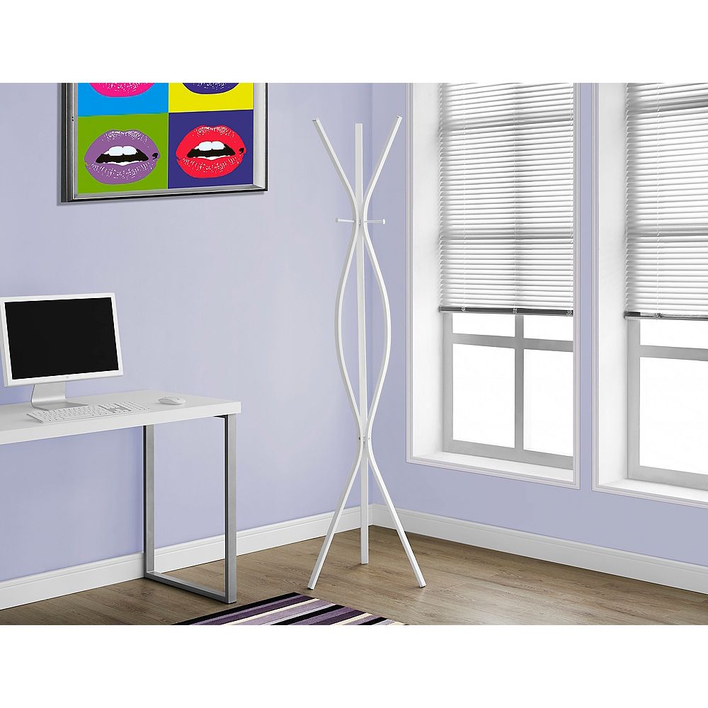 Monarch Specialties Coat Rack 72 Inch H / White Metal Contemporary