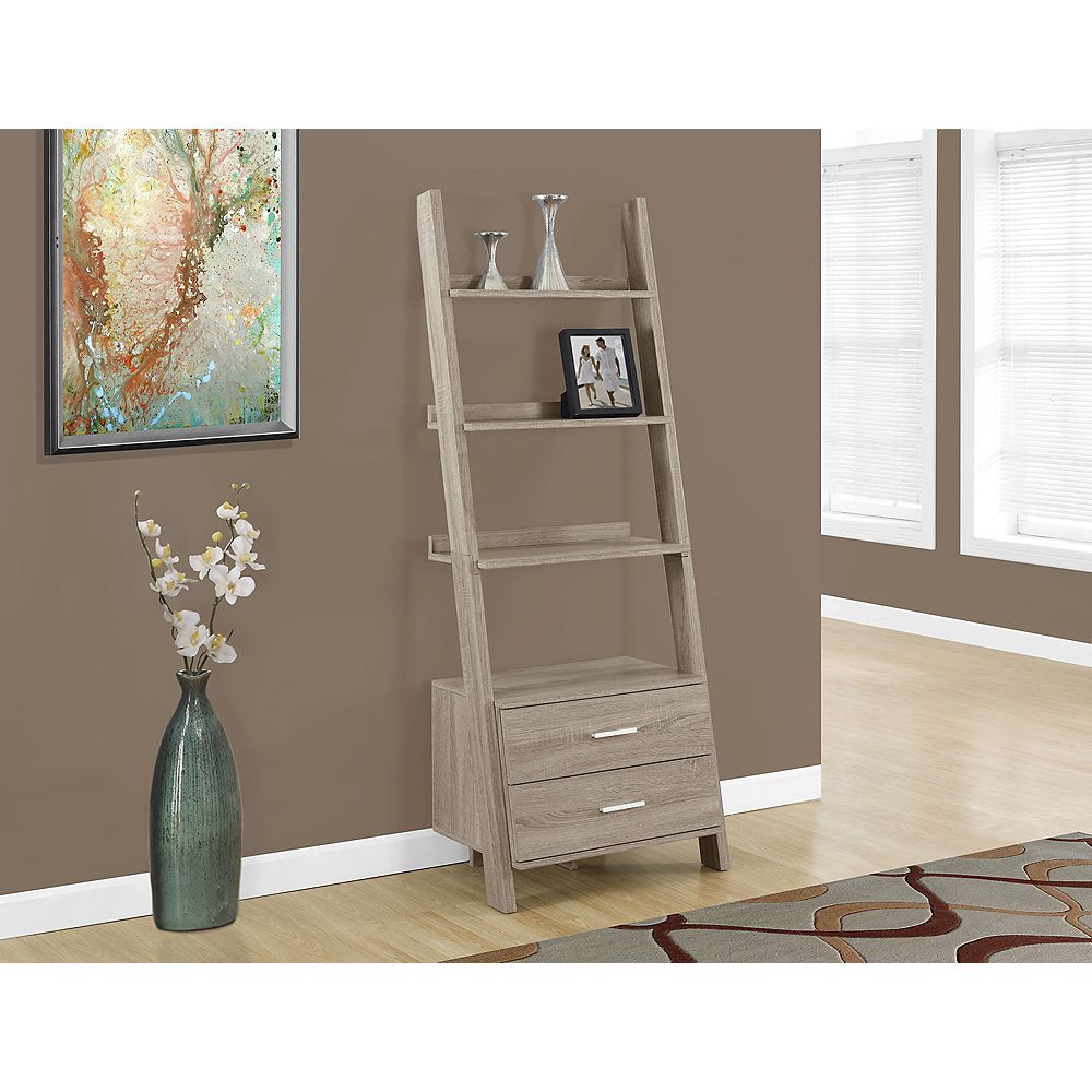 Monarch Specialties 4Shelf Manufactured Wood Ladder Bookcase in Beige The Home Depot Canada