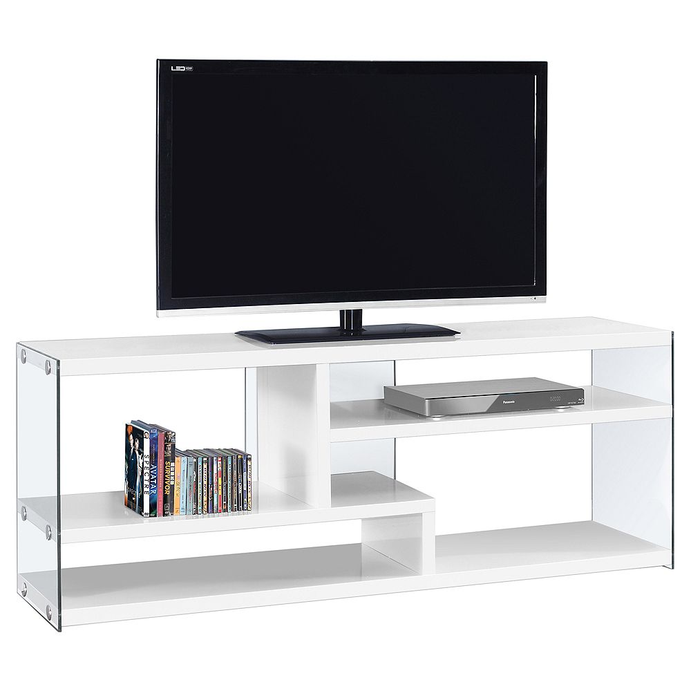 Monarch Specialties Tv Stand - 60 Inch L / Glossy White With Tempered ...