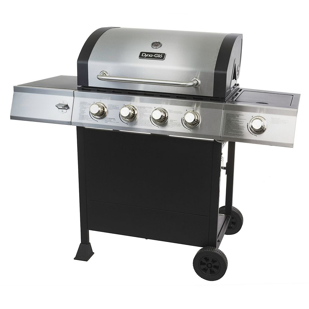 Dyna-Glo 4-Burner Open Cart Propane BBQ with Side-Burner | The Home ...