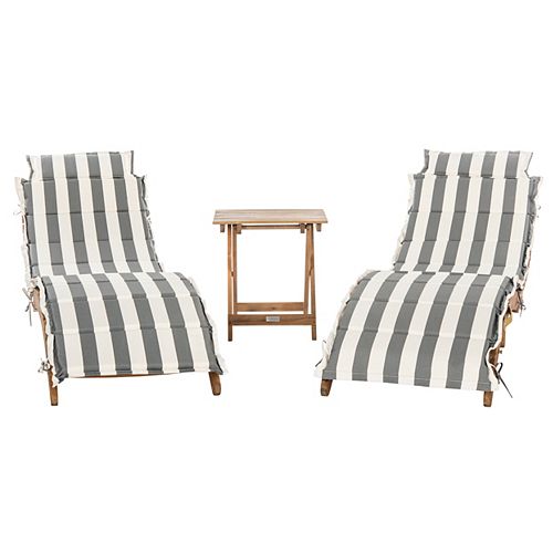 Pacifica 3-Piece Lounge Set in Teak Brown/Grey/White