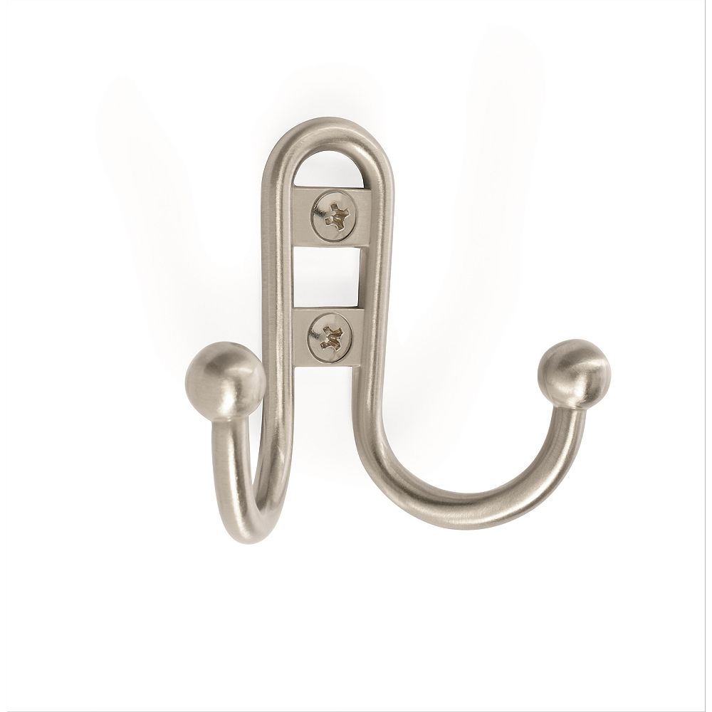 Amerock Double Prong Hook - Satin Nickel | The Home Depot Canada