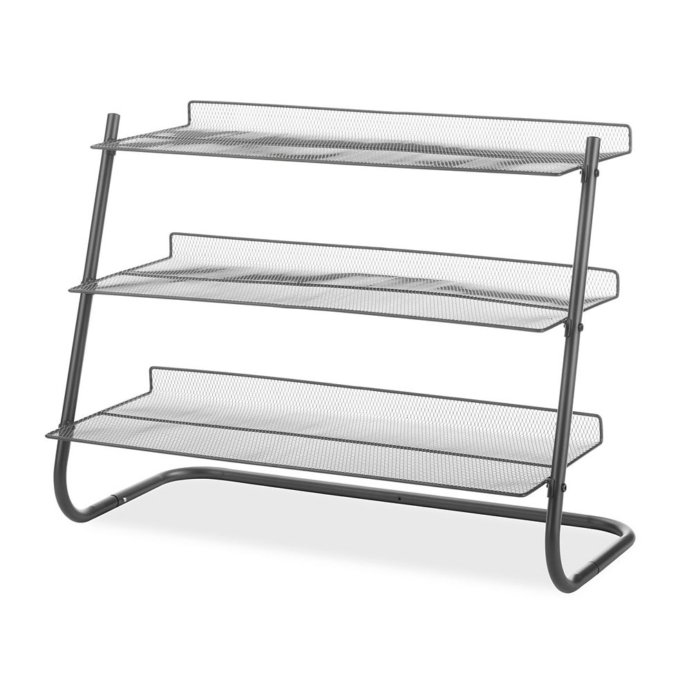 Whitmor Gunmetal 3 Tier Storage Shelving W Metal Mesh Shelves The Home Depot Canada