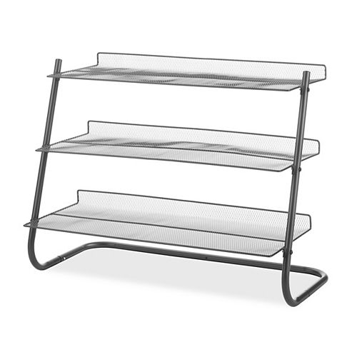 Gunmetal 3-Tier Storage Shelving, w/Metal Mesh Shelves