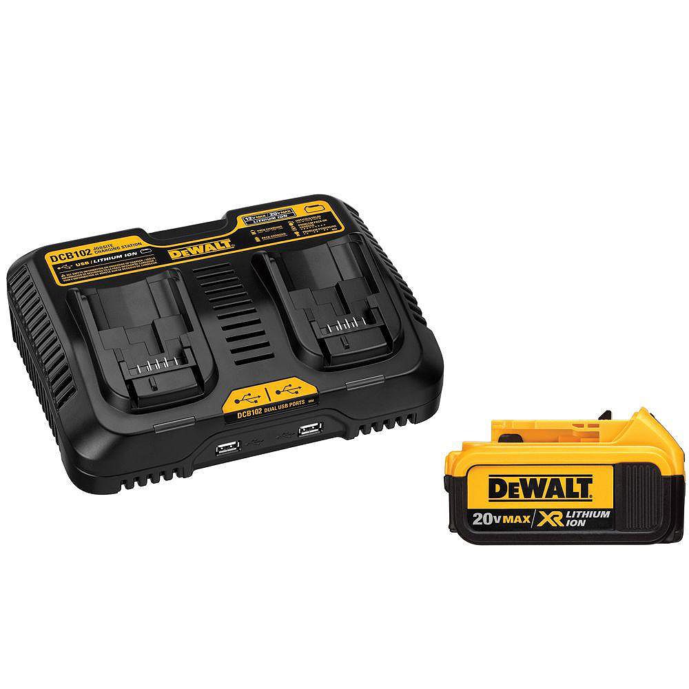 Dewalt v Max Xr Lithium Ion Premium Battery Pack 4 0ah And Dual Port Charger With 2 Us The Home Depot Canada