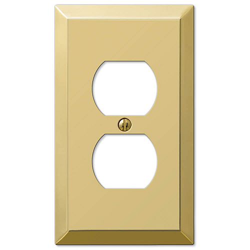 Metallic 1 Duplex Wall Plate Steel Polished Brass