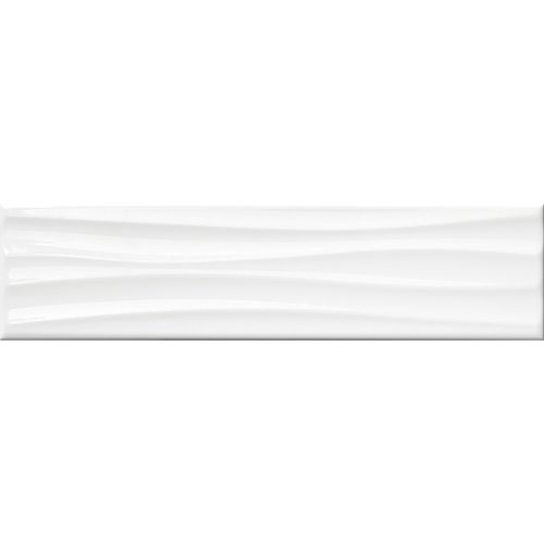 4-inch x 16-inch Metro Wavy White Gloss Wall Tile