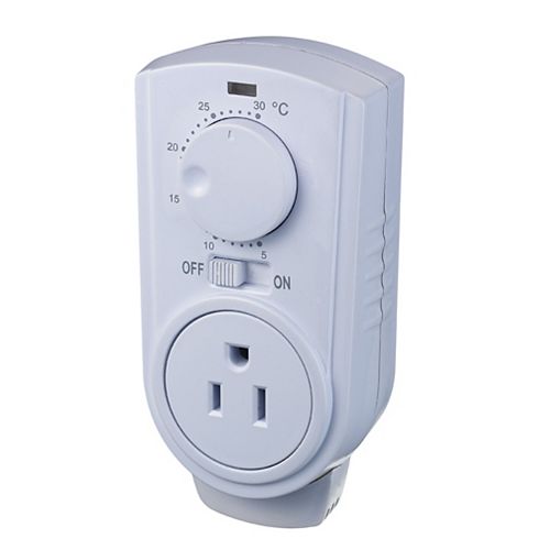 Plug in thermostat for portable heaters and air conditioners