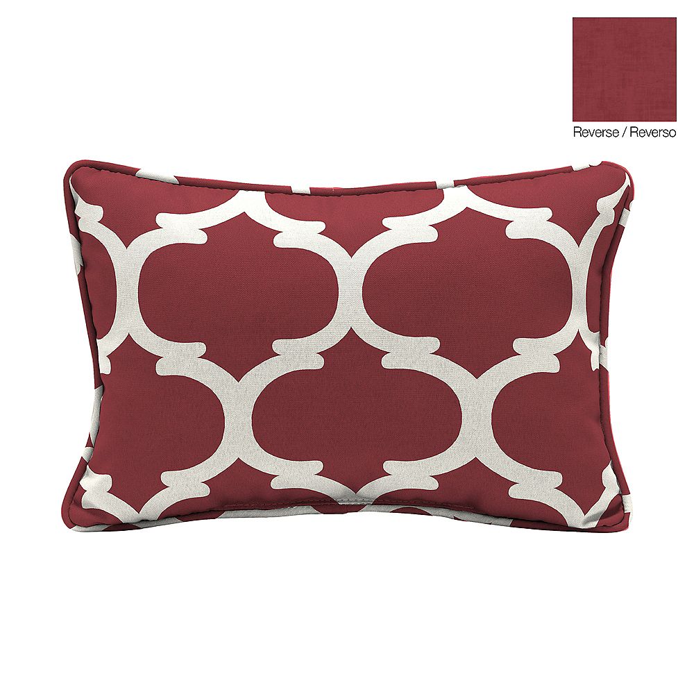 Hampton Bay 13 X 20 X 5 Inch Frida Trellis Lumbar Outdoor Throw Pillow In Red The Home Depot Canada