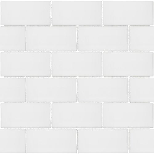 Metro Subway 2-inch x 4-inch Brick White Gloss Porcelain Mosaic Tile (0.8 sq. ft. / piece)