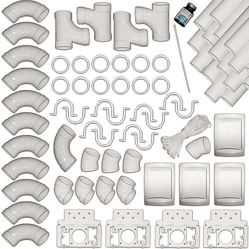 Complete 4-Inlet Central Vacuum Piping Installation Kit