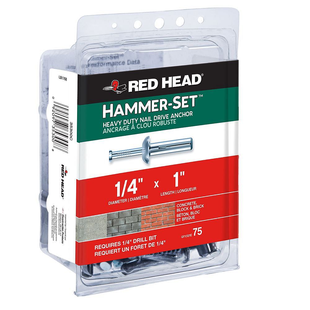 Red Head 1/4inch x 1inch HammerSet Heavy Duty Nail Drive Concrete