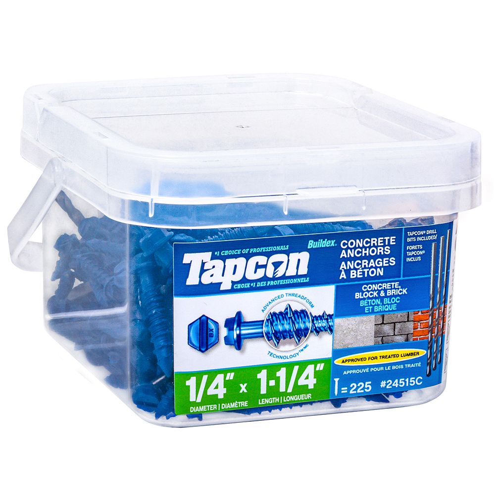 Tapcon 1/4inch x 11/4inch Slotted Hex Washer Head Concrete Anchors 225 Pack The Home