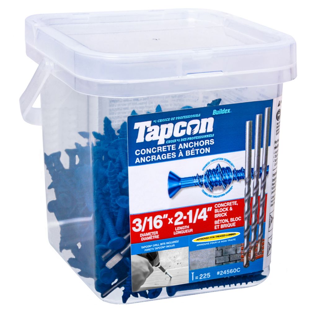Tapcon 3/16inch x 21/4inch Flat Head Phillips Drive Concrete Anchors