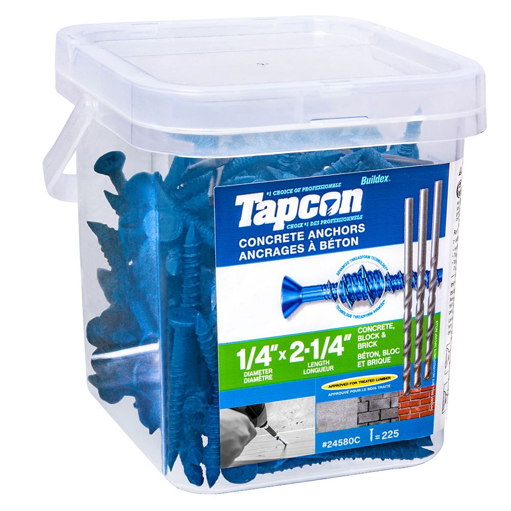 Tapcon 1/4inch x 21/4inch Flat Head Phillips Drive Concrete Anchors