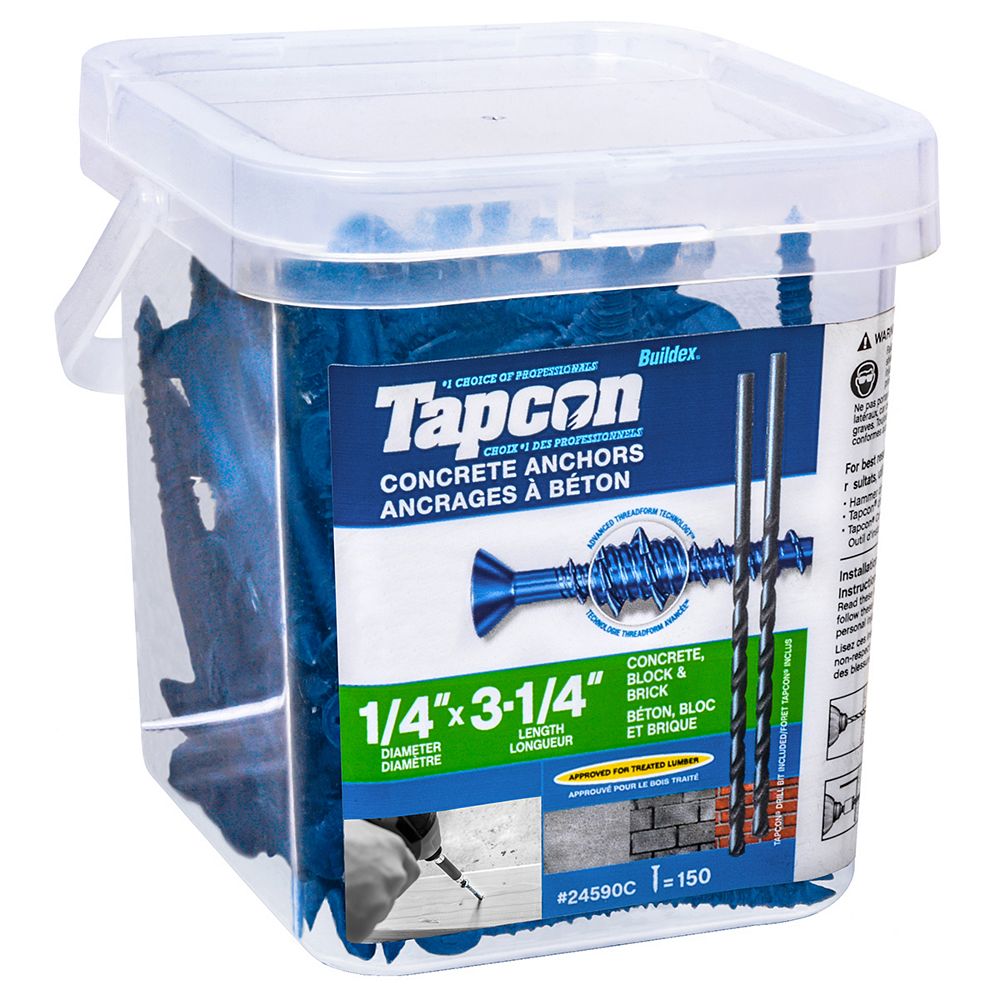 Tapcon 1/4inch x 31/4inch Flat Head Phillips Drive Concrete Anchors 150 Pack The Home
