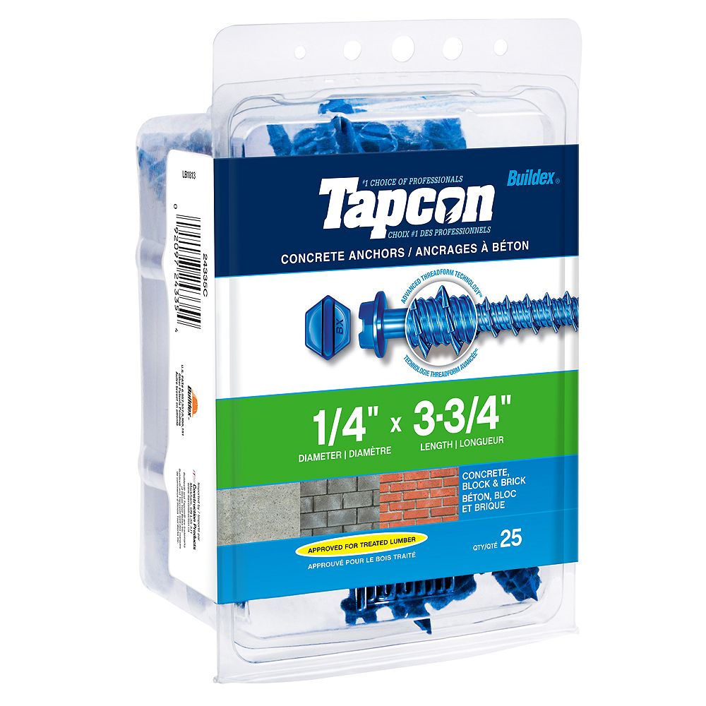 Tapcon 1/4inch x 33/4inch Slotted Hex Washer Head Concrete Anchors