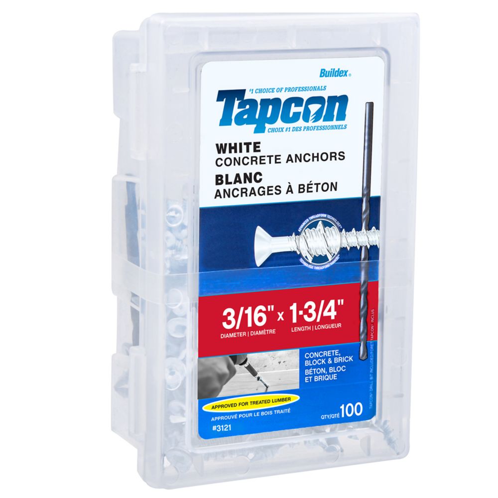 Tapcon 3/16inch x 13/4inch Flat Head Phillips Drive Concrete Anchors