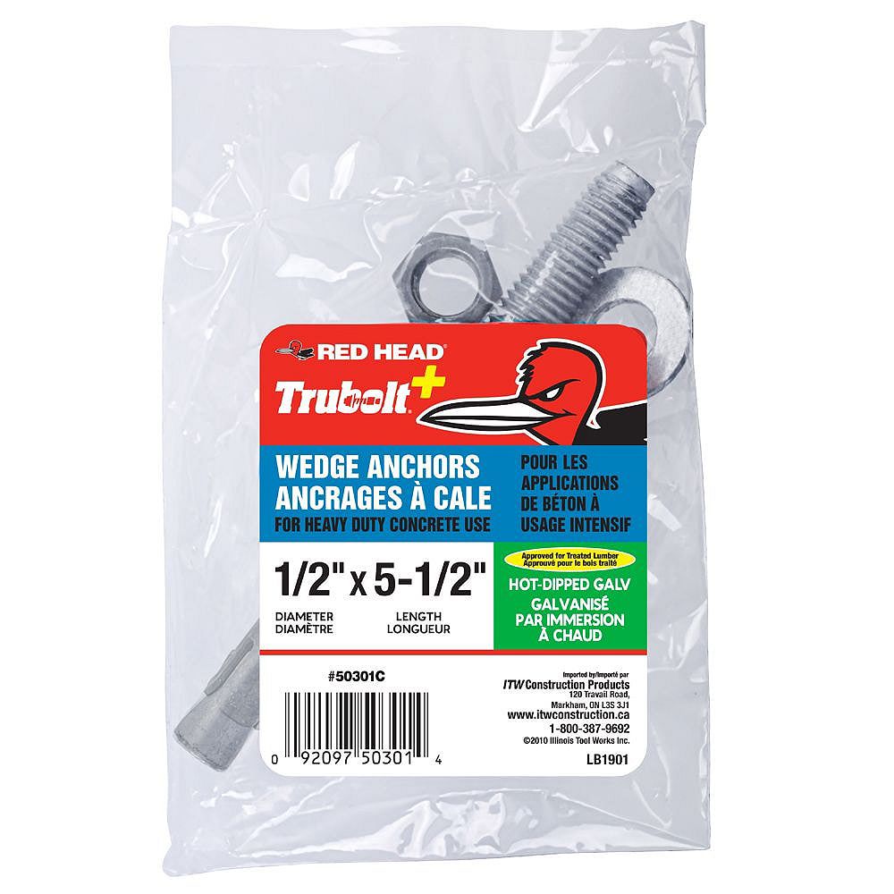 Red Head 1/2inch x 51/2inch HotDipped Galvanized Steel Indoor