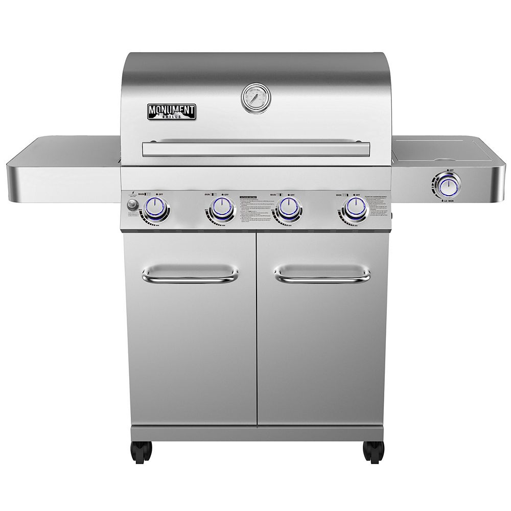Monument Grills 4Burner Propane BBQ in Stainless with LED Controls