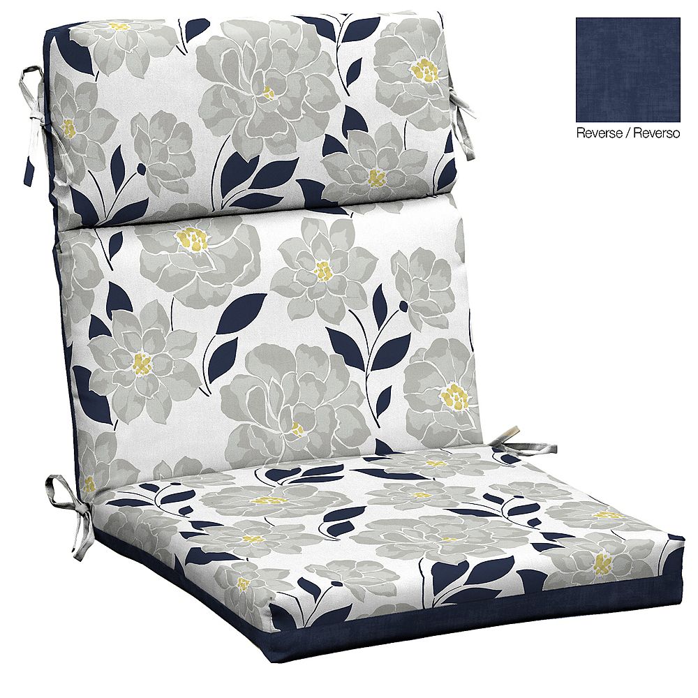 Hampton Bay Flower Show High Back Dining Chair Cushion | The Home Depot