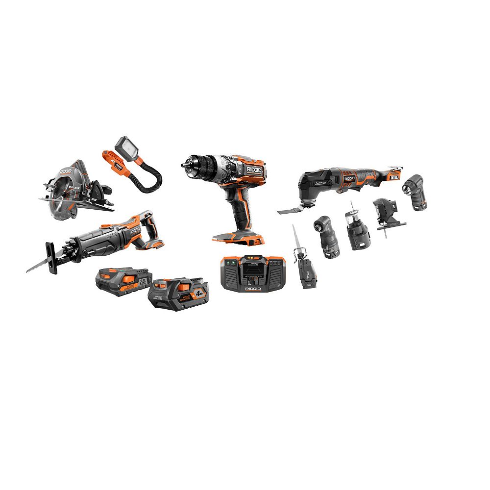 RIDGID 18V GEN5X 12pc Combo Kit with (1) 2.0 AH Battery, (1) 4.0 Ah