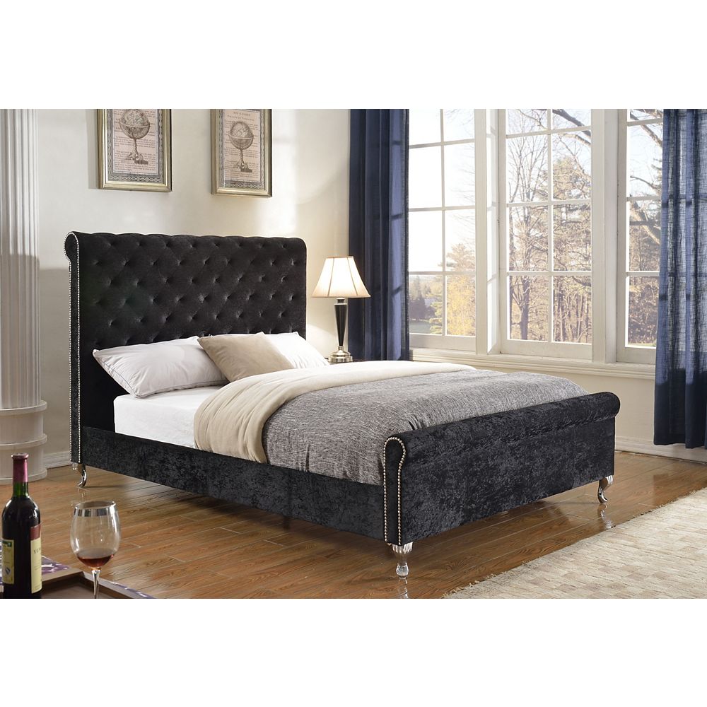 Brassex Inc. Victoria Queen Platform Bed, Black The Home Depot Canada