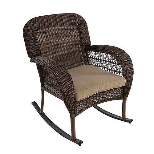 Beacon Park All-Weather Wicker Rocking Dining Chair with Toffee Tan Cushion