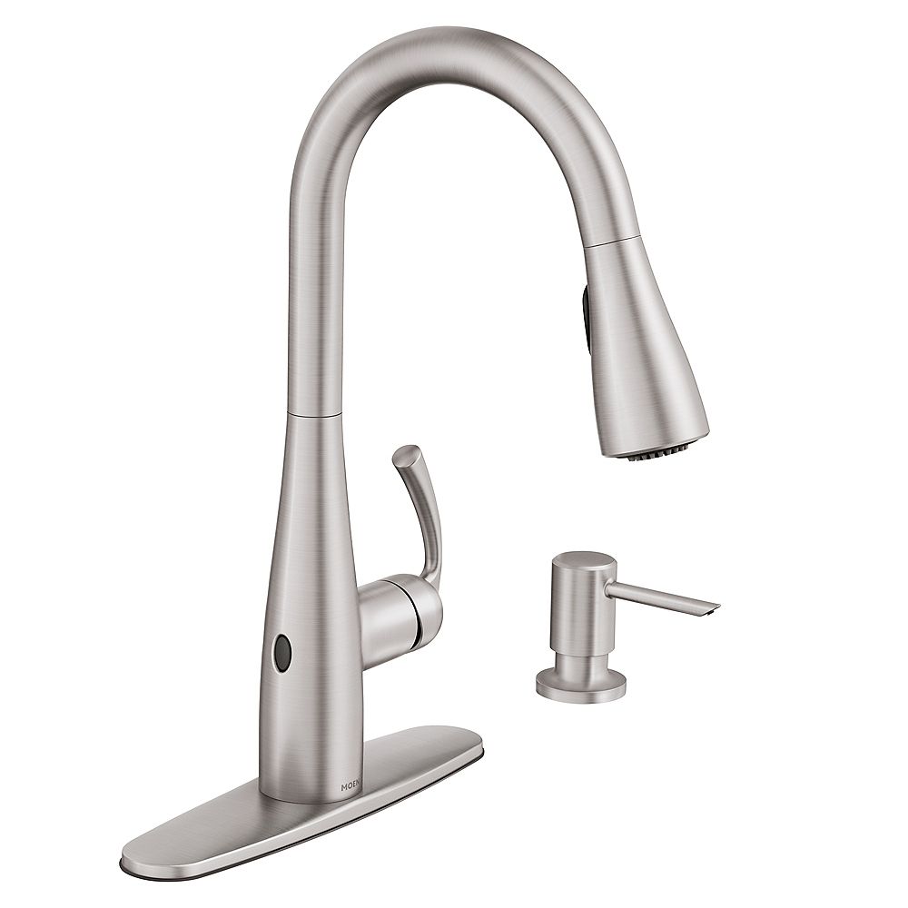 Moen Essie Touchless 1 Handle Pull Down Sprayer Kitchen Faucet With Motionsense Wave In Sp The Home Depot Canada