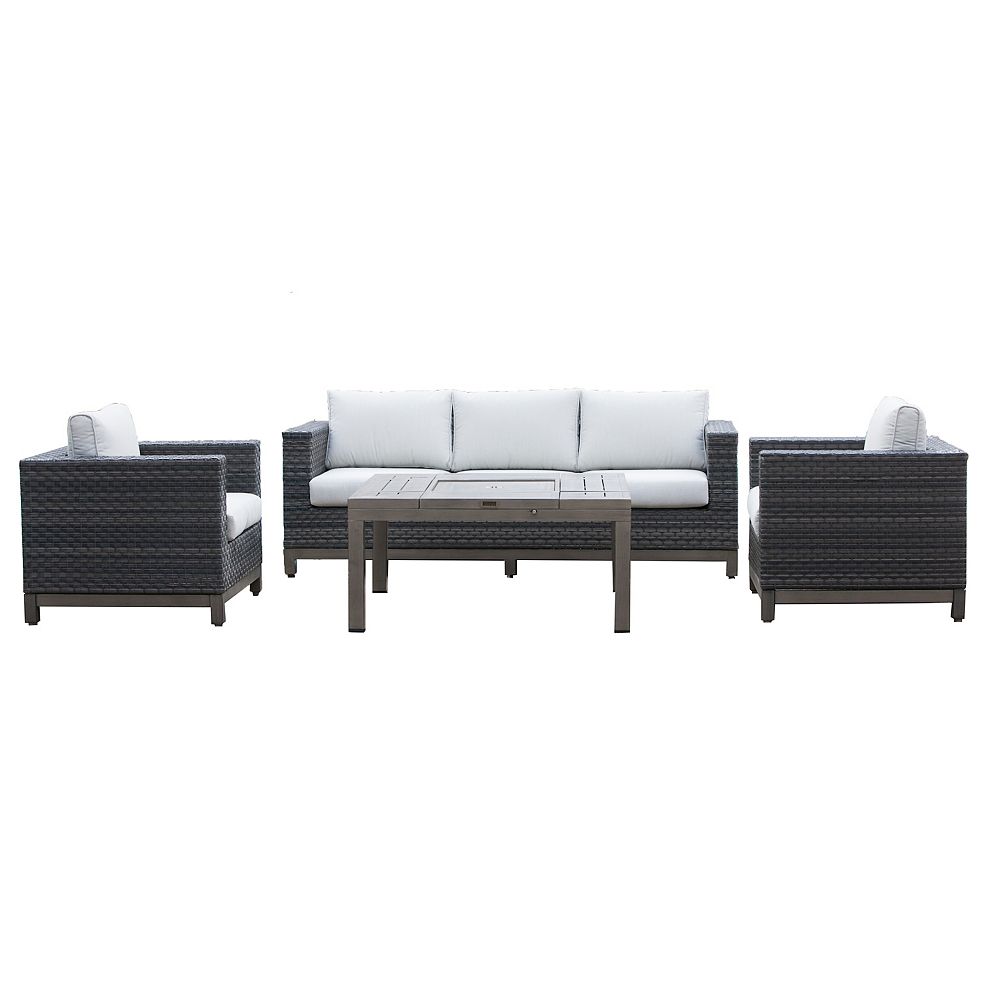 Hampton Bay Ann Arbor 4Piece AllWeather Wicker Patio Chat Set with