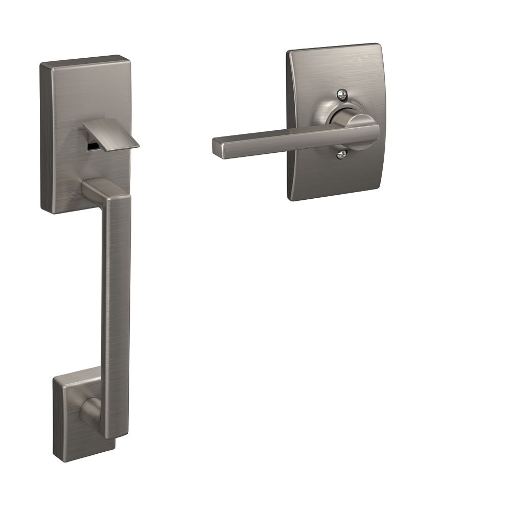 Schlage Latitude Satin Nickel Lower Half Entry Handleset And Latitude Lever Rated Aaa The Home 1073