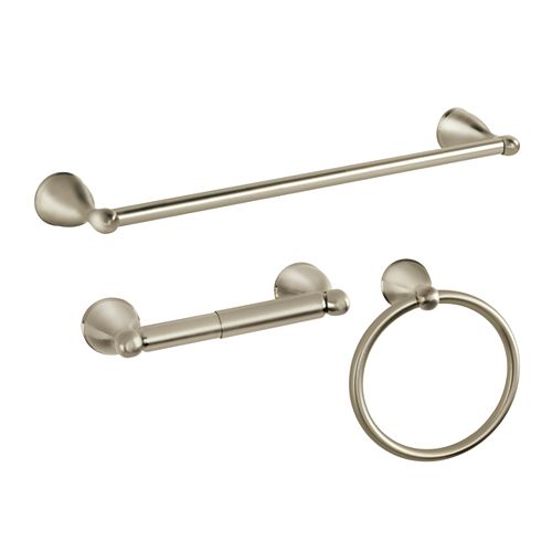 Builders 3 Piece Bath Hardware Kit in Brushed Nickel