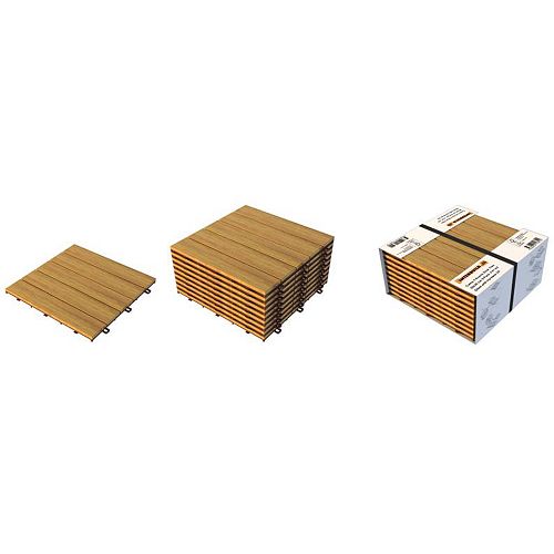 12 inch x 12 inch x 0.5 inch Camp 5 Acacia Deck Tiles, 10 Tiles, 10 Sq. Ft. Coverage