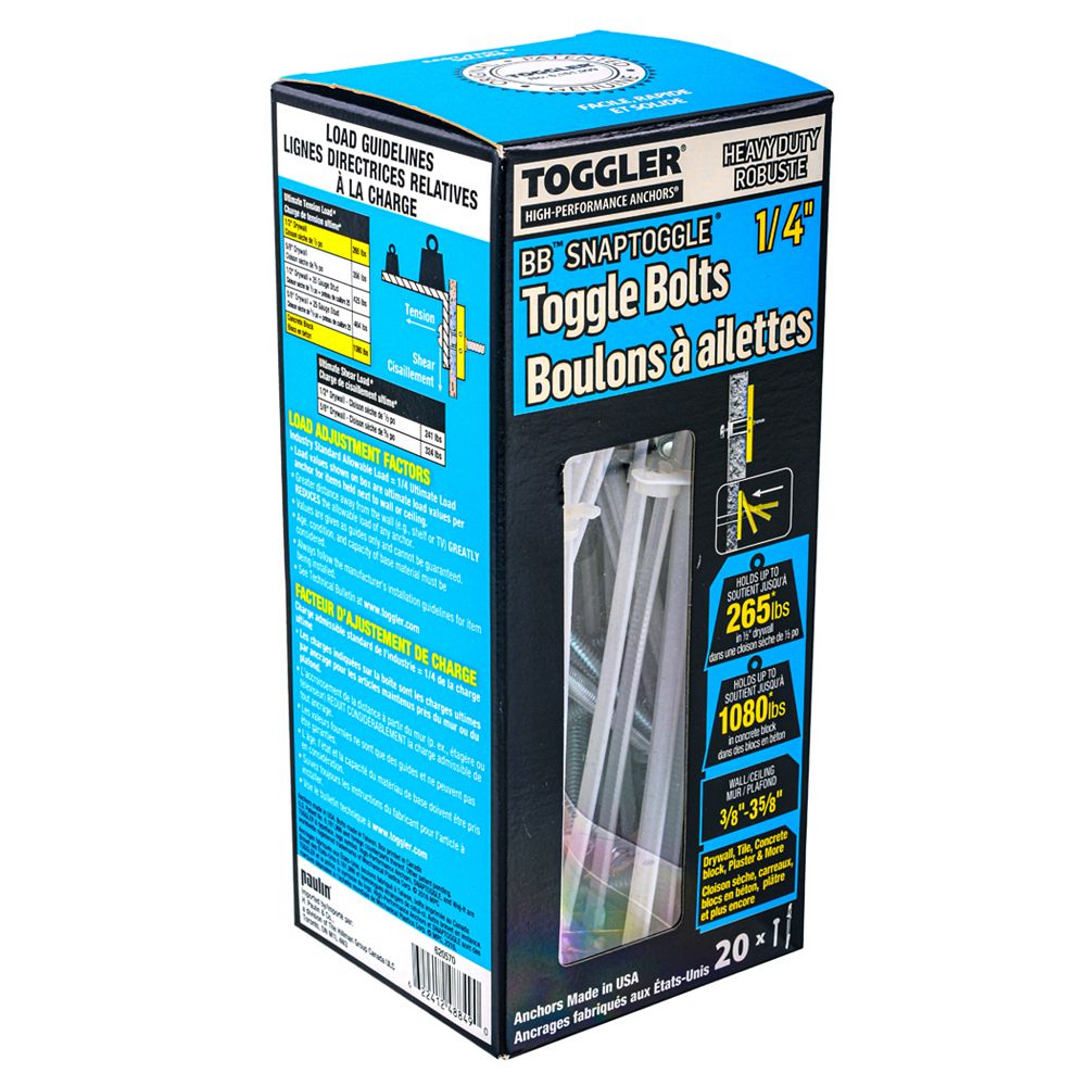 Toggler Toggler 1 4 in SNAPTOGGLE Heavy Duty Zinc Toggle Bolts With toggler-toggler-1-4-in-snaptoggle-heavy-duty-zinc-toggle-bolts-with