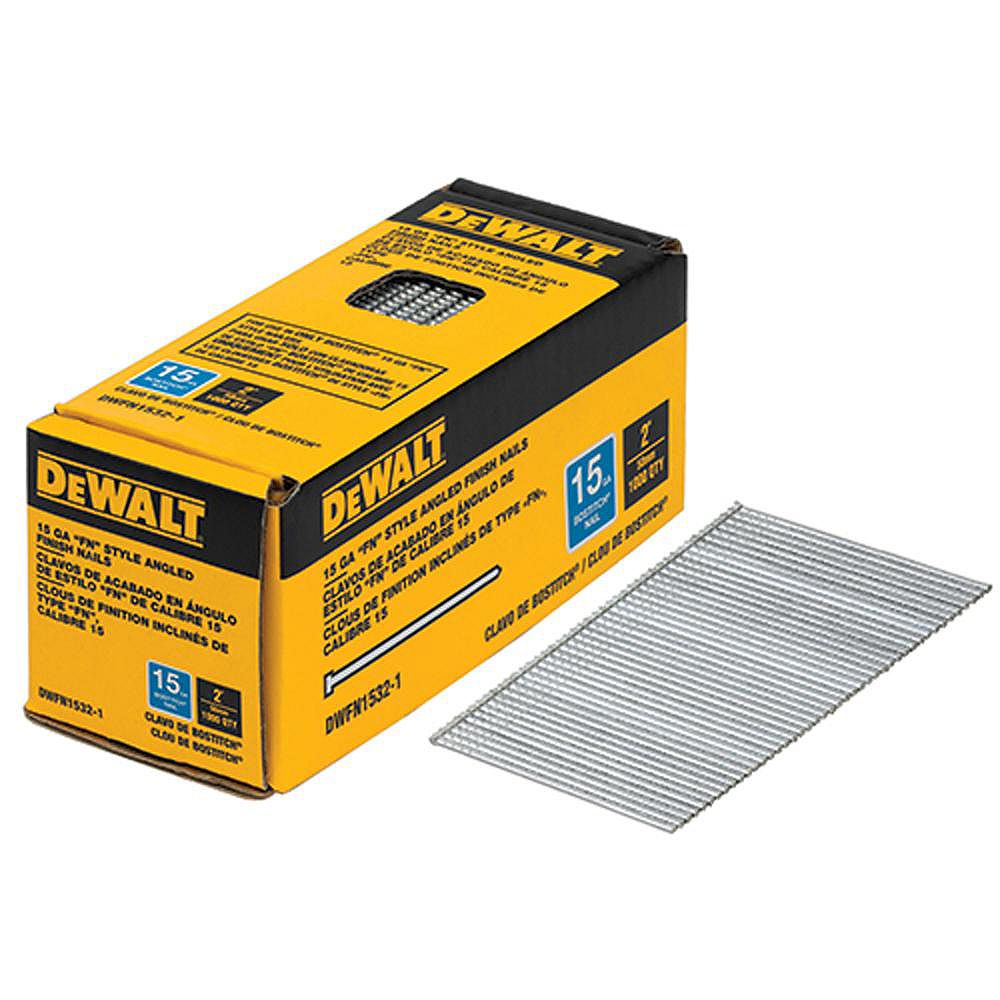 DEWALT 2inch x 15Gauge Angled Glue Collated Finish Nails (1,000 per