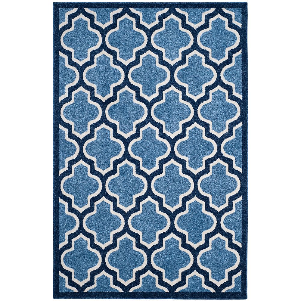 Safavieh Amherst Bradford Light Blue / Navy 4 ft. x 6 ft. Indoor ...