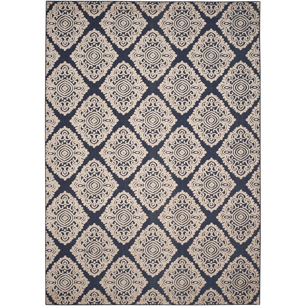 Safavieh Cottage Quincy Navy / Cream 8 ft. x 11 ft. 2 inch Indoor/Outdoor Area Rug The Home
