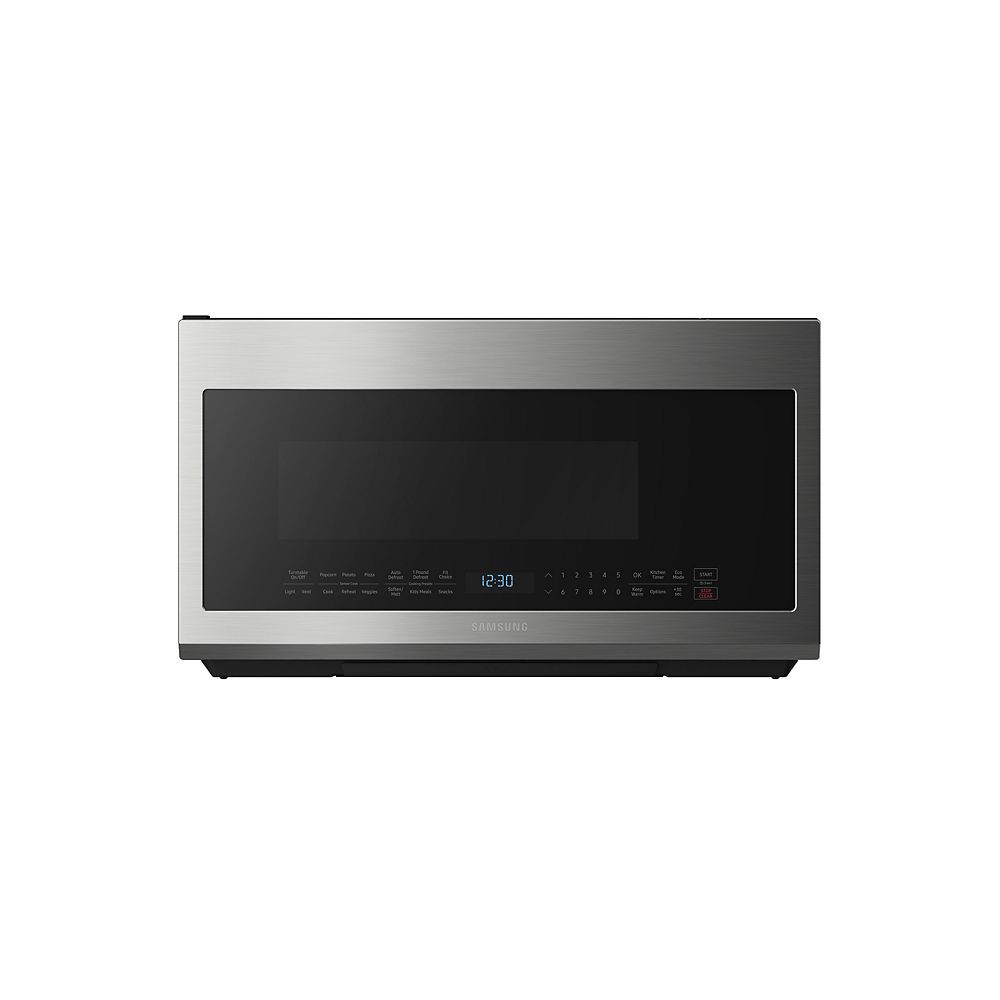 Samsung 2 1 Cu Ft Over The Range Microwave In Fingerprint Resistant Stainless Steel With The Home Depot Canada