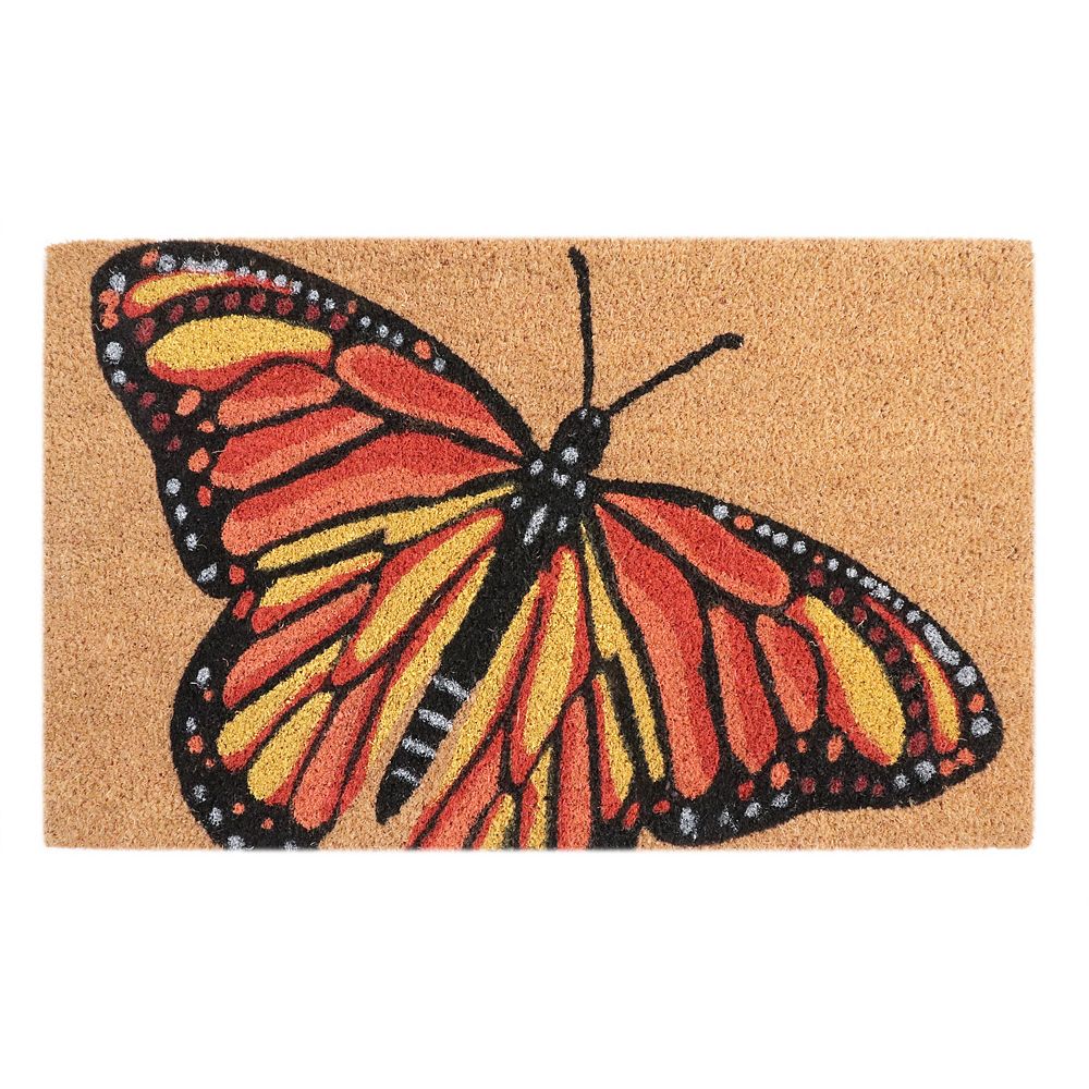 TrafficMASTER Butterfly 18inch X 30inch Orange Coir Door Mat The