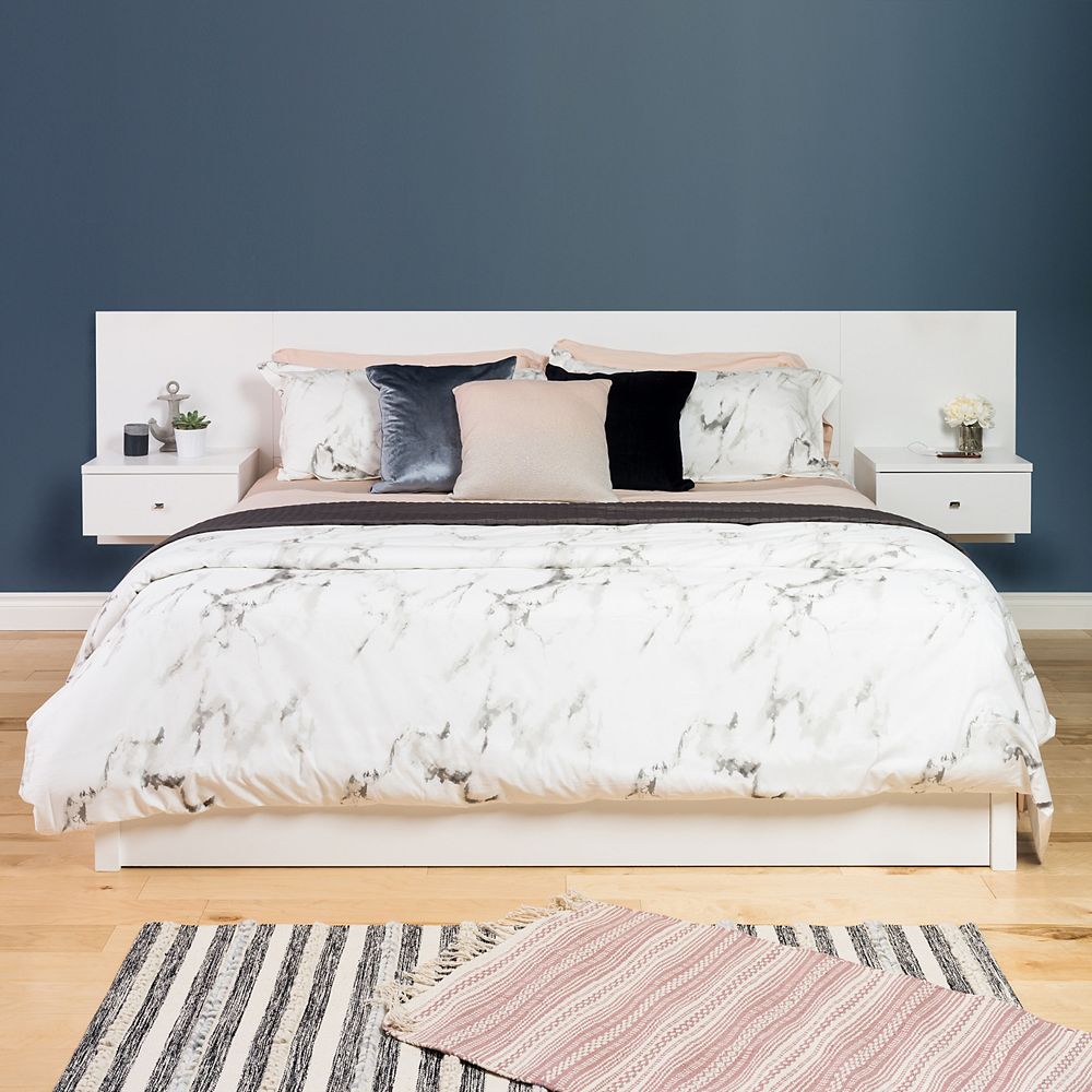 Prepac Floating King Headboard With, King Size Headboard With Floating Nightstands